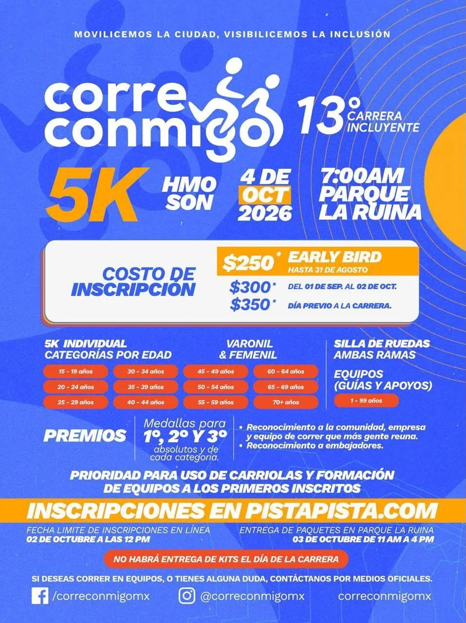 Cartel oficial de la 13ª Carrera Incluyente Corre Conmigo, edición 2026